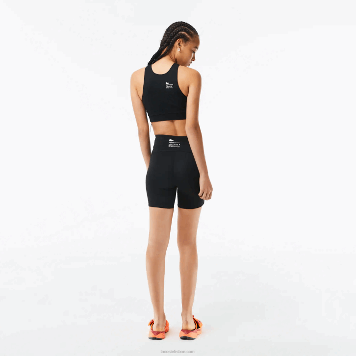 mulheres Lacoste preto c31 bermuda esportiva de poliester reciclado 08D02456