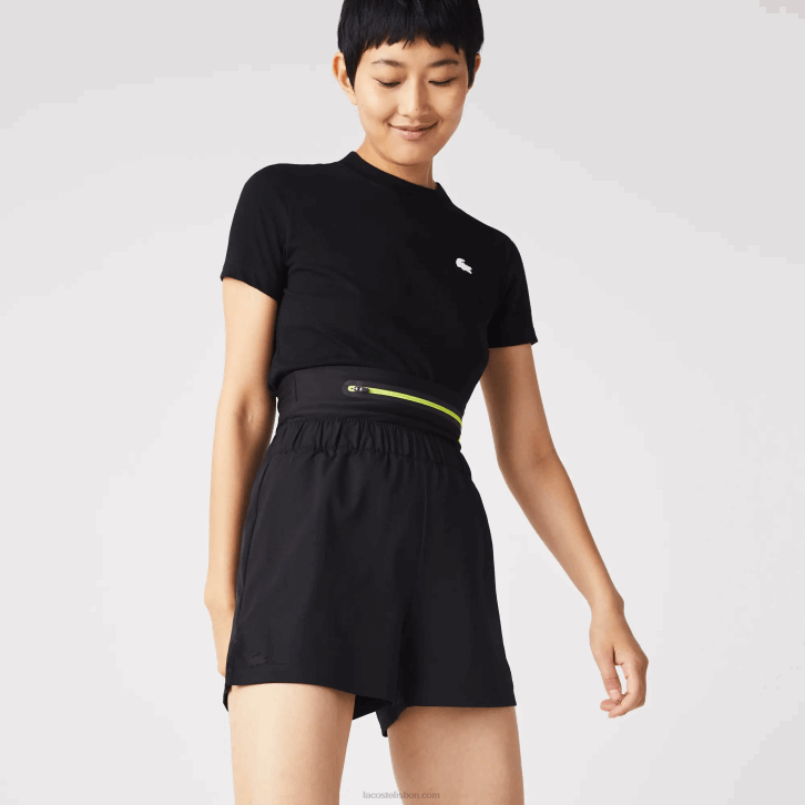 mulheres Lacoste preto c31 shorts esportivos de cinto removível 08D02644
