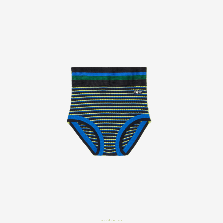 mulheresswi amarelo azul marinho Lacoste x goop shorts de malha com nervuras 08D02668