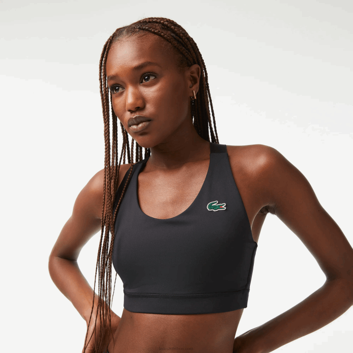mulheres Lacoste preto 8vm sutiã esportivo com alça cruzada 08D02449