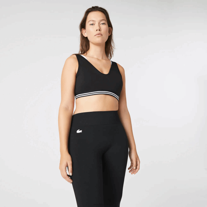 mulheres Lacoste preto branco preto 6kj sutiã esportivo com detalhes em contraste esportivo 08D02598