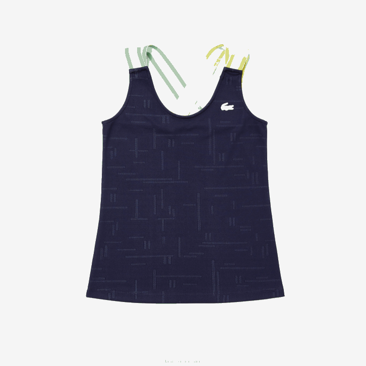 mulheres Lacoste azul marinho branco 2hc regata esportiva justa 08D02594