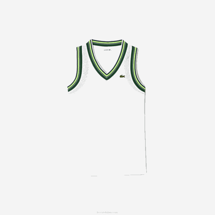 mulheres Lacoste branco 001 regata com decote v contrastante 08D02442