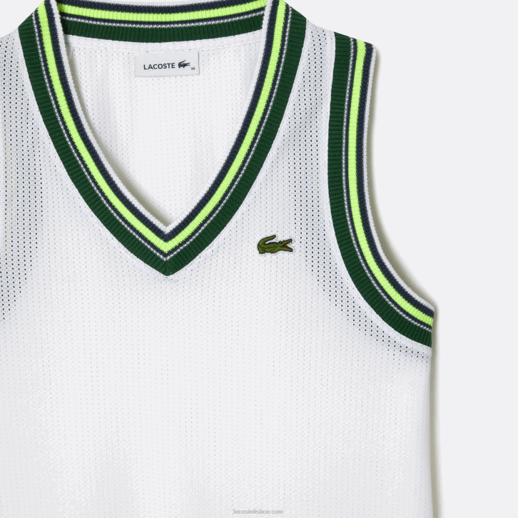 mulheres Lacoste branco 001 regata com decote v contrastante 08D02442