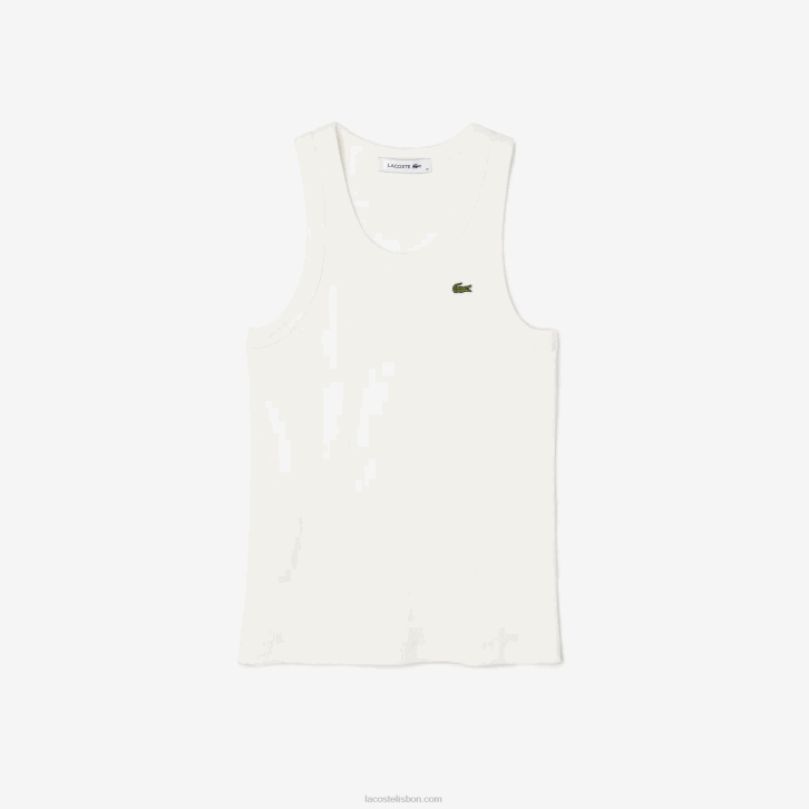mulheres Lacoste branco 70v regata de algodão orgânico slim fit 08D02422