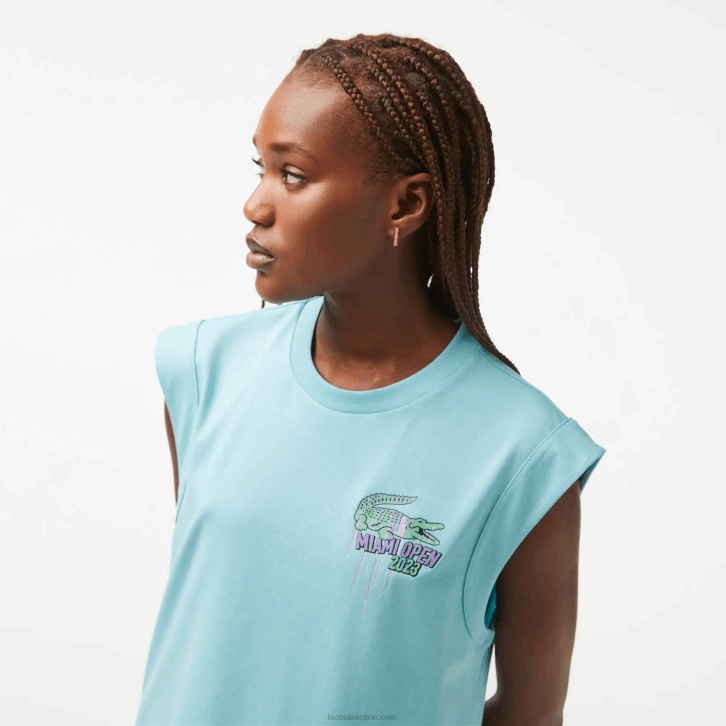 mulheres Lacoste menta bvg top sem mangas sport miami open edition 08D02411
