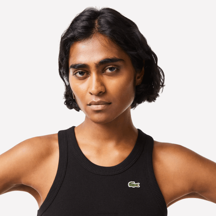 mulheres Lacoste preto 031 regata de algodão orgânico slim fit 08D02421