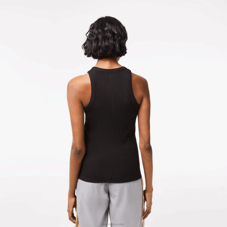 mulheres Lacoste preto 031 regata de algodão orgânico slim fit 08D02421