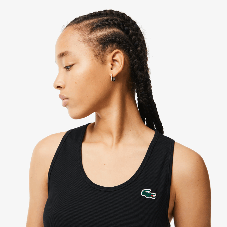 mulheres Lacoste preto 031 regata esportiva slim fit com nervuras 08D02387