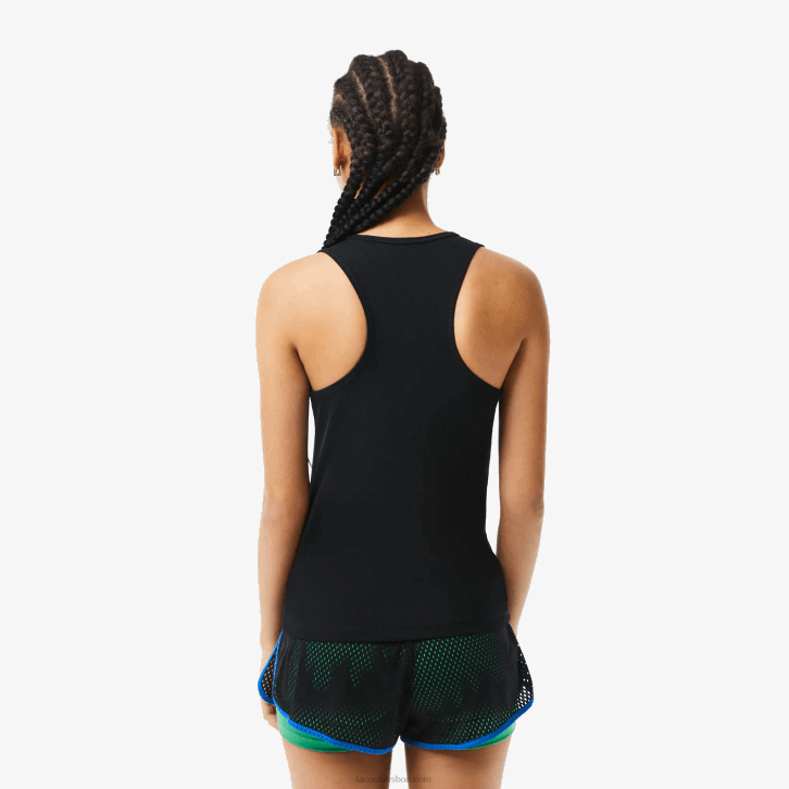 mulheres Lacoste preto 031 regata esportiva slim fit com nervuras 08D02387