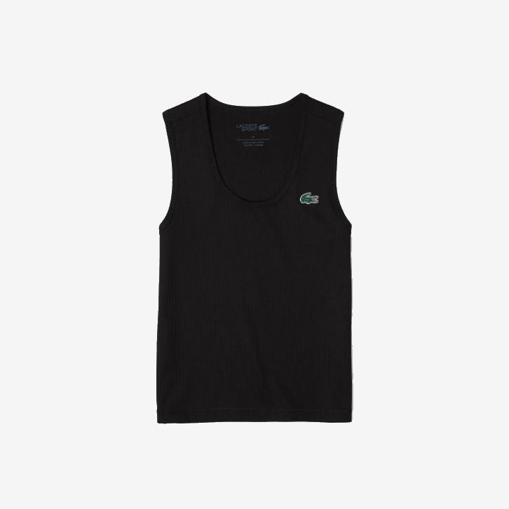 mulheres Lacoste preto 031 regata esportiva slim fit com nervuras 08D02387