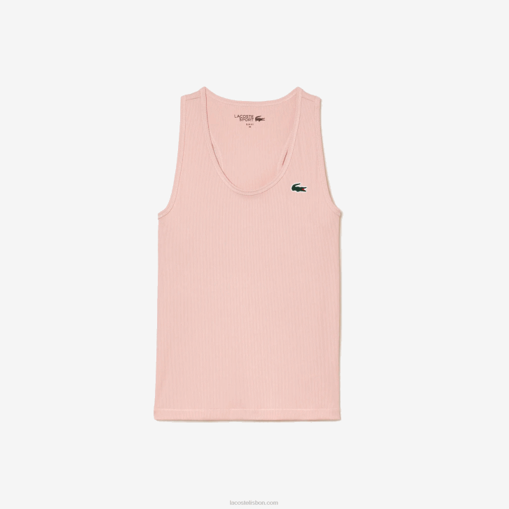 mulheres Lacoste rosa kf9 regata esportiva slim fit com nervuras 08D02388