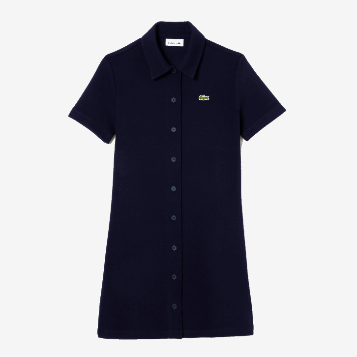 mulheres Lacoste azul marinho 166 vestido polo de algodão orgânico 08D02379