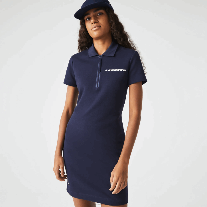 mulheres Lacoste azul marinho 166 vestido polo de jérsei de algodão de marca 08D02517