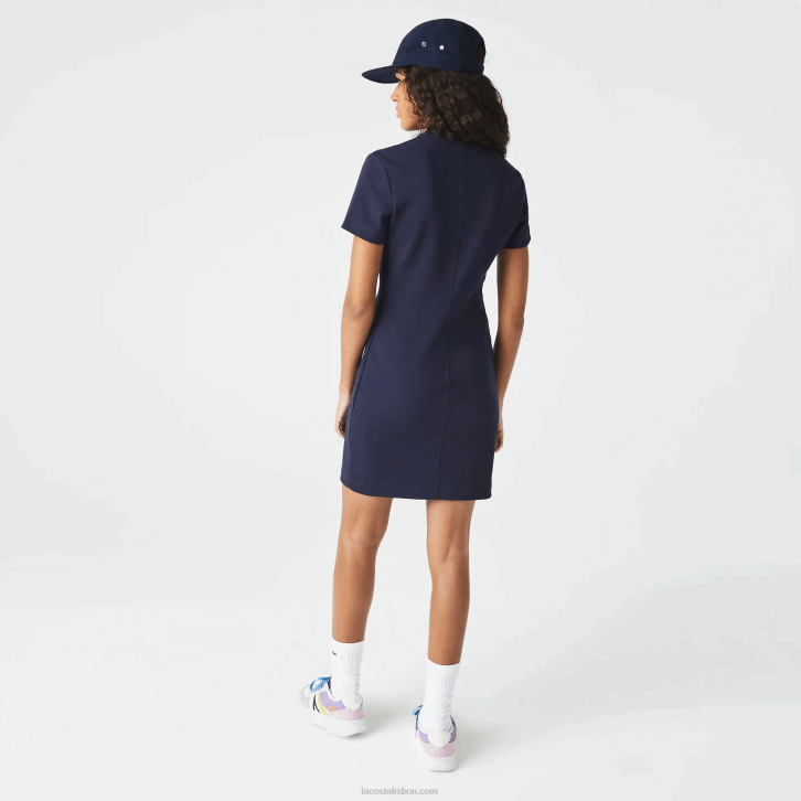 mulheres Lacoste azul marinho 166 vestido polo de jérsei de algodão de marca 08D02517