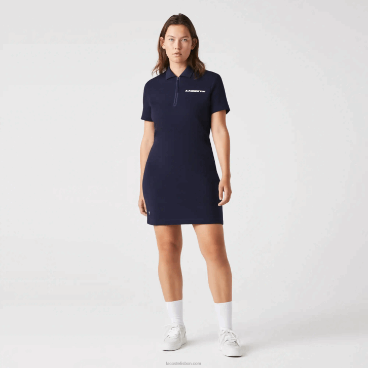 mulheres Lacoste azul marinho 166 vestido polo de jérsei de algodão de marca 08D02517
