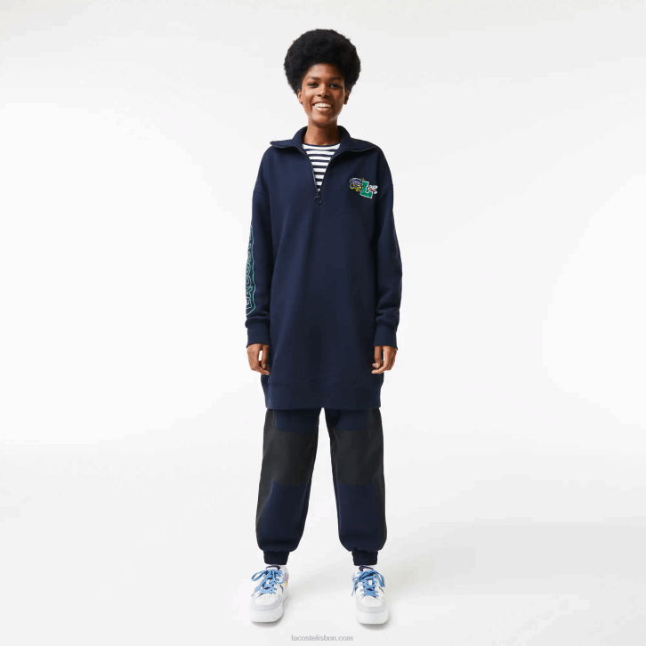 mulheres Lacoste azul marinho 166 vestido polo gola alta com zíper 08D02492