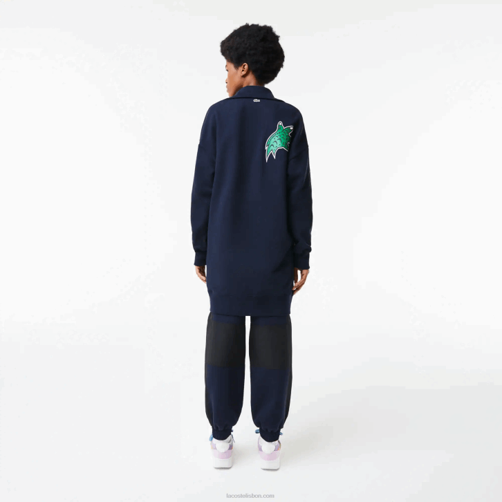 mulheres Lacoste azul marinho 166 vestido polo gola alta com zíper 08D02492
