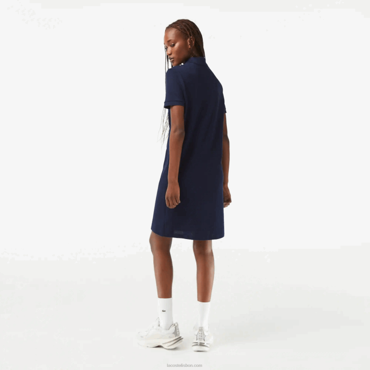 mulheres Lacoste azul marinho 166 vestido polo malha piquê 08D02361