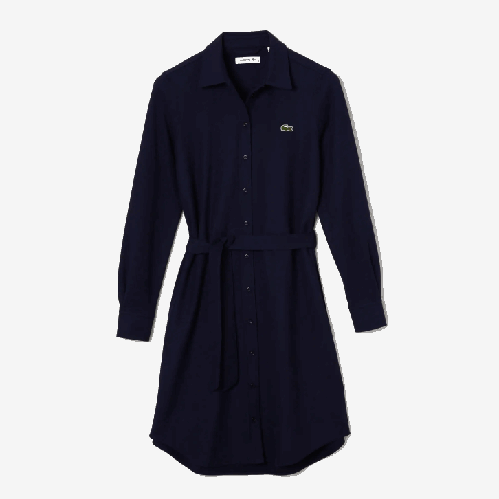 mulheres Lacoste azul marinho 166 vestido polo piquê de algodão ajustável 08D02491