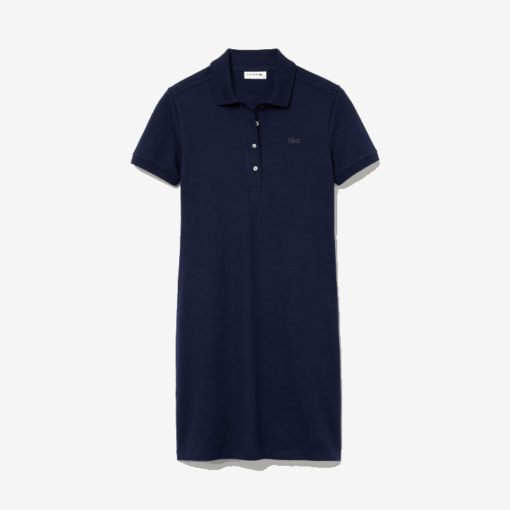 mulheres Lacoste azul marinho 166 vestido polo piquê de algodão elástico 08D02371