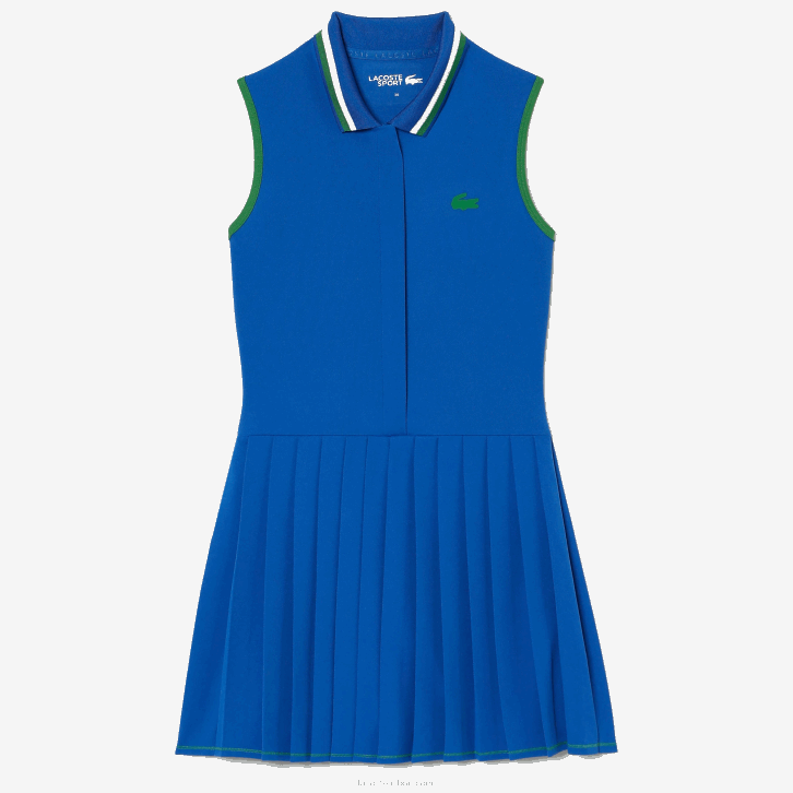 mulheres Lacoste azul verde qzi vestido de tênis plissado curto esportivo embutido 08D02356