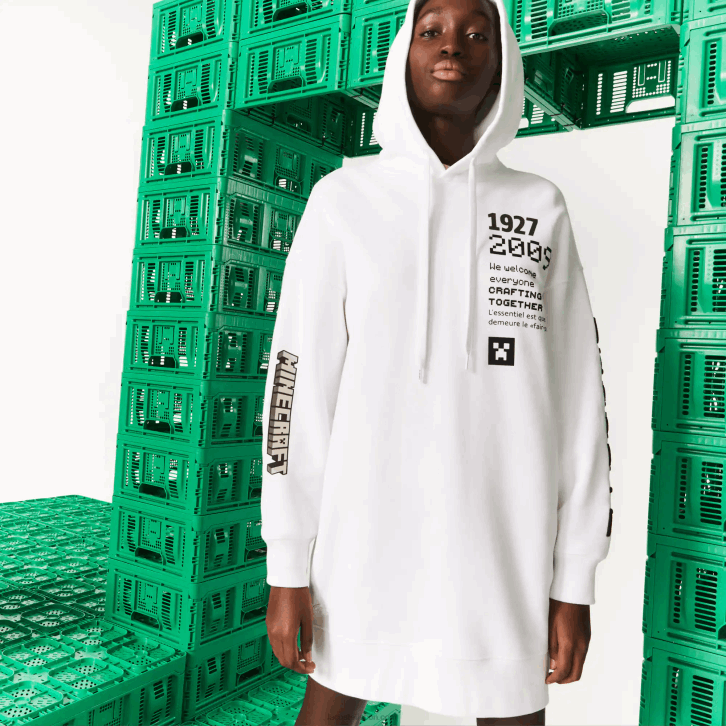 mulheres Lacoste branco 001 vestido com capuz de lã orgânica live x minecraft 08D02521