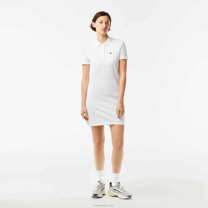 mulheres Lacoste branco 001 vestido polo malha piquê 08D02360