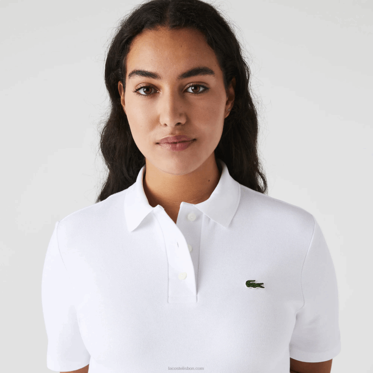 mulheres Lacoste branco 001 vestido polo piquê manga trompete 08D02511