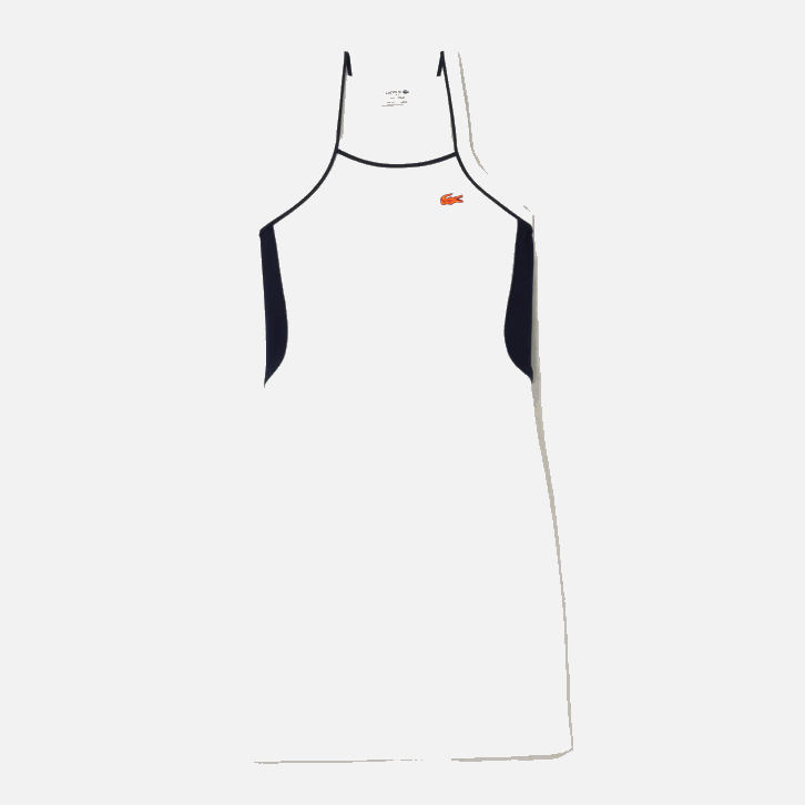 mulheres Lacoste branco 70v vestido de tênis francês de algodão orgânico 08D02380