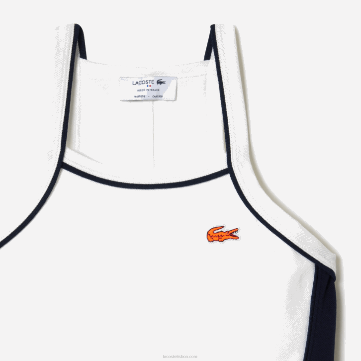 mulheres Lacoste branco 70v vestido de tênis francês de algodão orgânico 08D02380