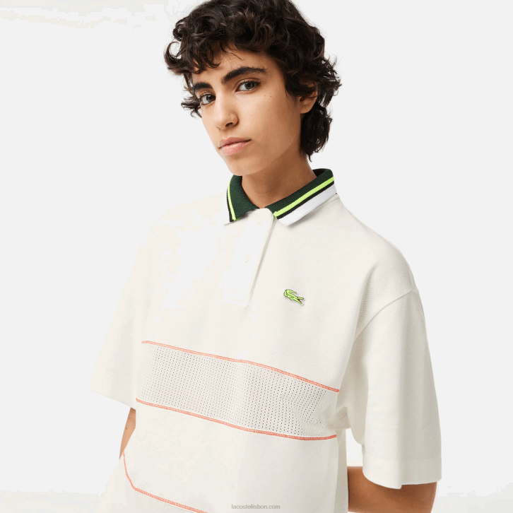 mulheres Lacoste branco 70v vestido polo francês de algodão orgânico 08D02376