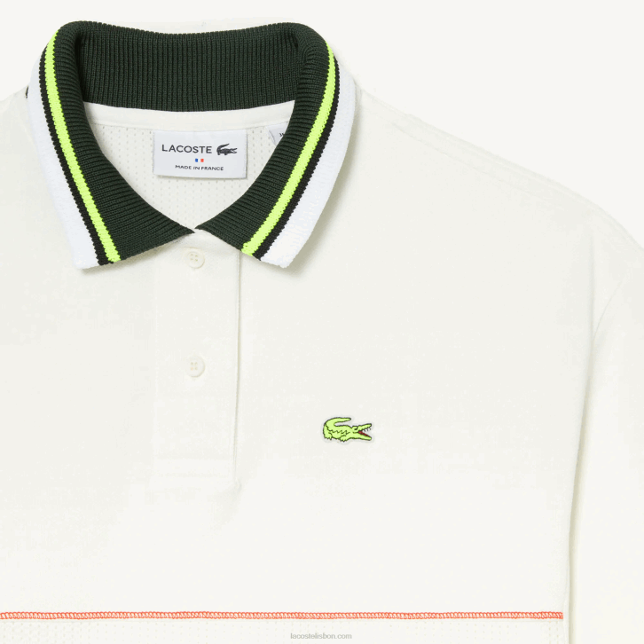 mulheres Lacoste branco 70v vestido polo francês de algodão orgânico 08D02376