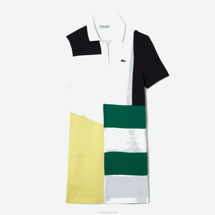 mulheres Lacoste branco sbh vestido polo piquet patchwork 08D02519