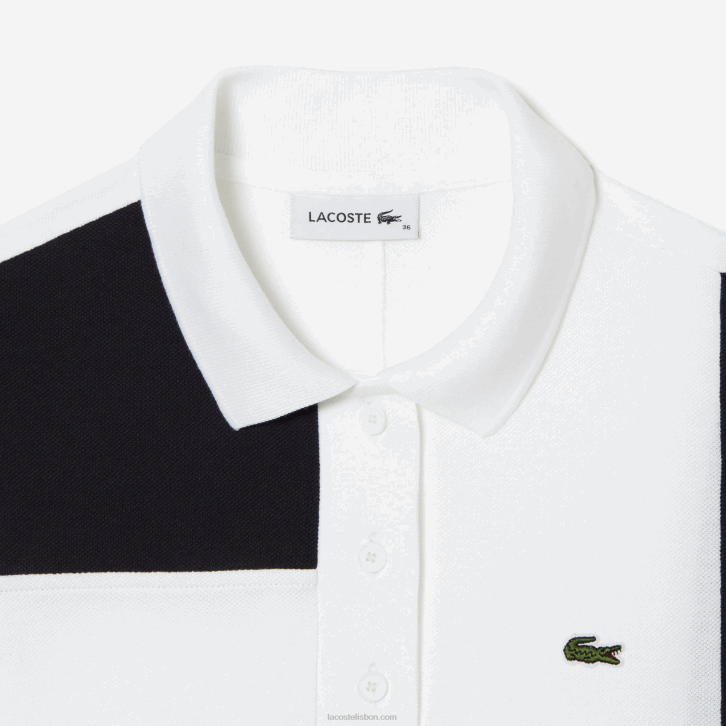 mulheres Lacoste branco sbh vestido polo piquet patchwork 08D02519