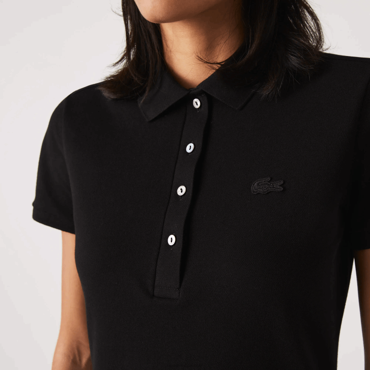 mulheres Lacoste preto 031 vestido polo piquê de algodão elástico 08D02370