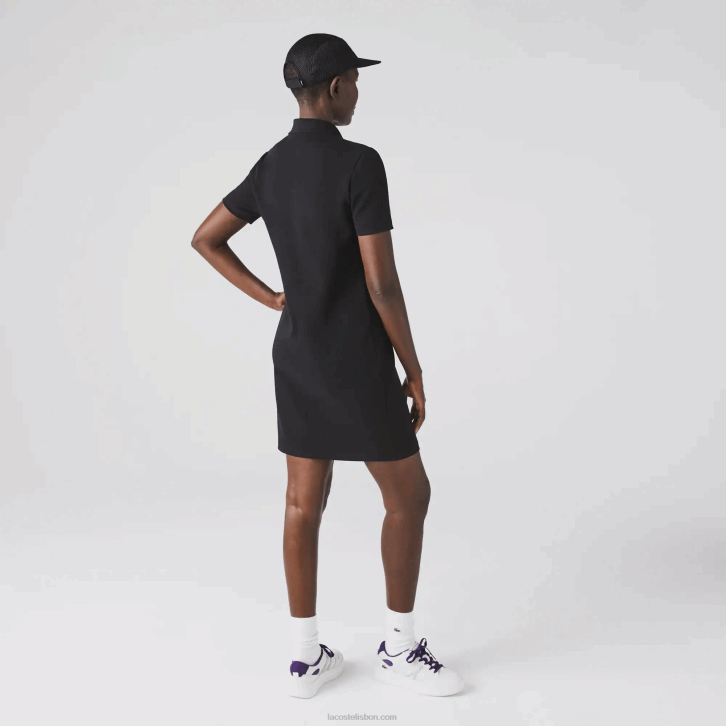 mulheres Lacoste preto 031 vestido polo piquê manga trompete 08D02510