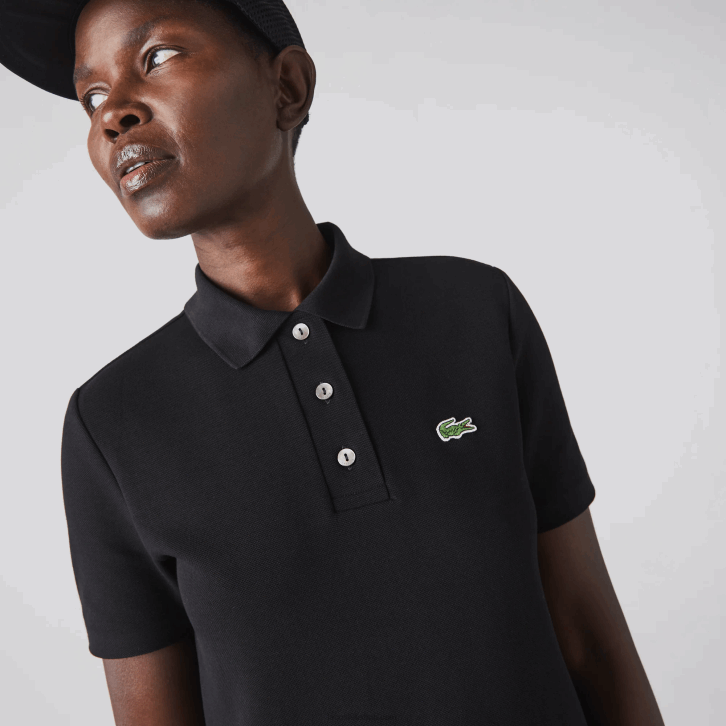 mulheres Lacoste preto 031 vestido polo piquê manga trompete 08D02510