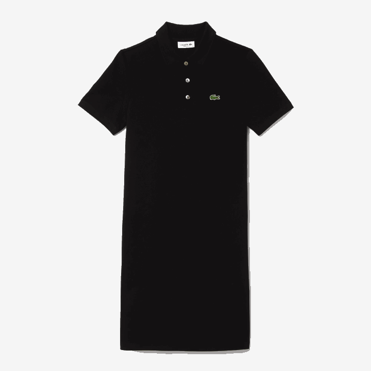 mulheres Lacoste preto 031 vestido polo piquê manga trompete 08D02510