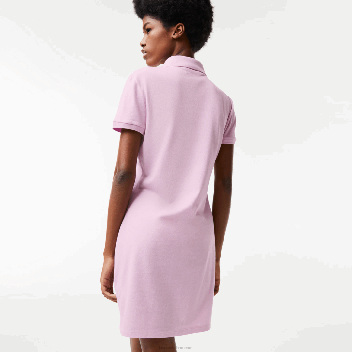 mulheres Lacoste rosa z4h vestido polo piquê de algodão elástico 08D02505