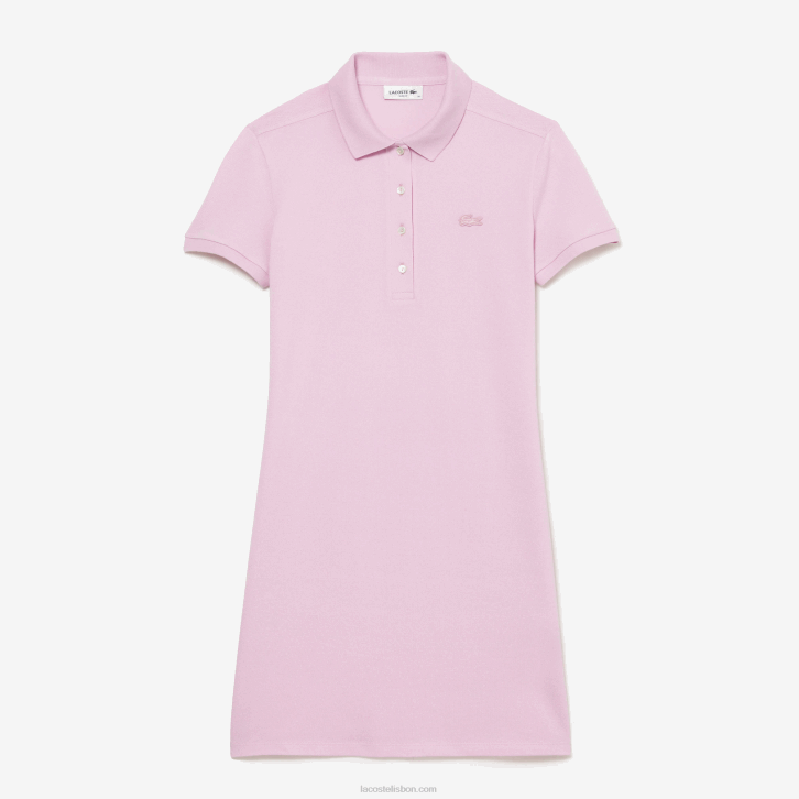 mulheres Lacoste rosa z4h vestido polo piquê de algodão elástico 08D02505