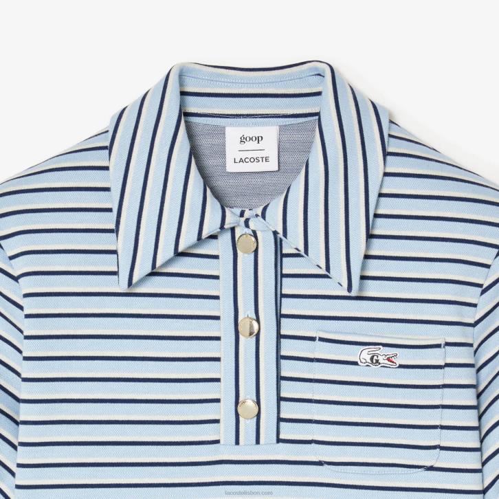 mulheresazul marinho branco cjr vestido jacquard listrado lacoste x goop 08D02672