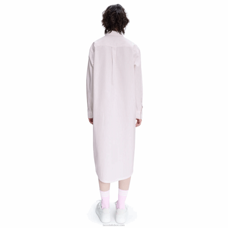 mulheresbranco rosa m5u lacoste x a.p.c. vestido de camisa de algodão listrado 08D02520