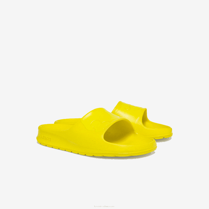 mulheres Lacoste amarelo claro ly2 slides de logotipo sintético croco 2.0 08D02712