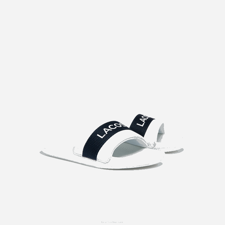mulheres Lacoste branco e marinho 042 slides sintéticos e têxteis croco 08D02710