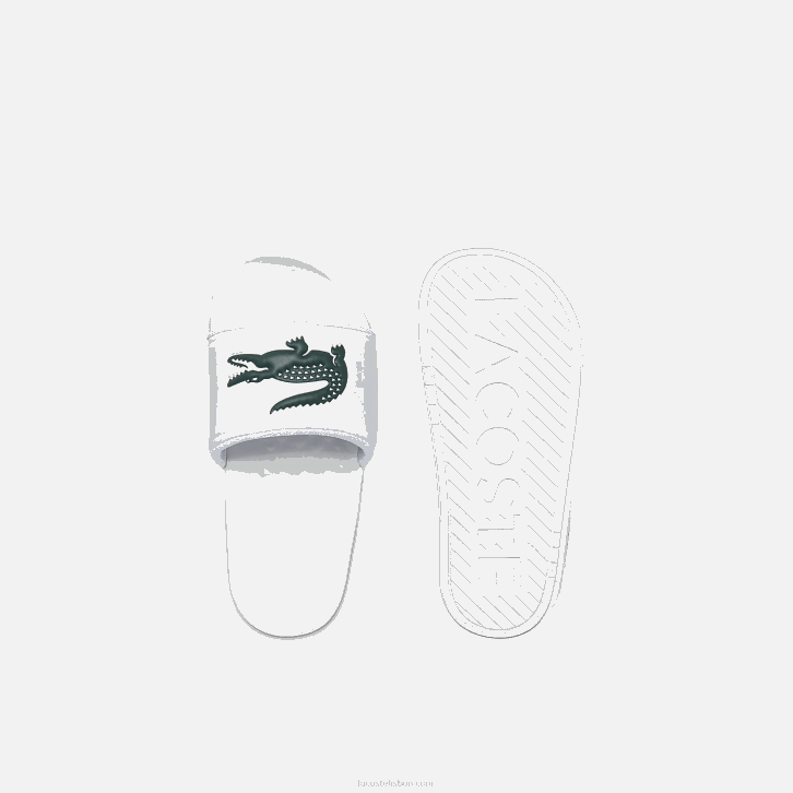 mulheres Lacoste branco e verde escuro 1r5 slides de alça de logotipo sintético croco dualiste 08D02700