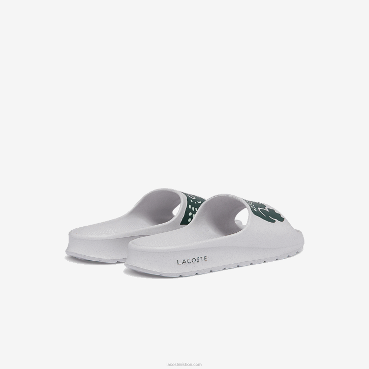 mulheres Lacoste branco e verde escuro 1r5 slides de impressão sintética croco 2.0 08D02697