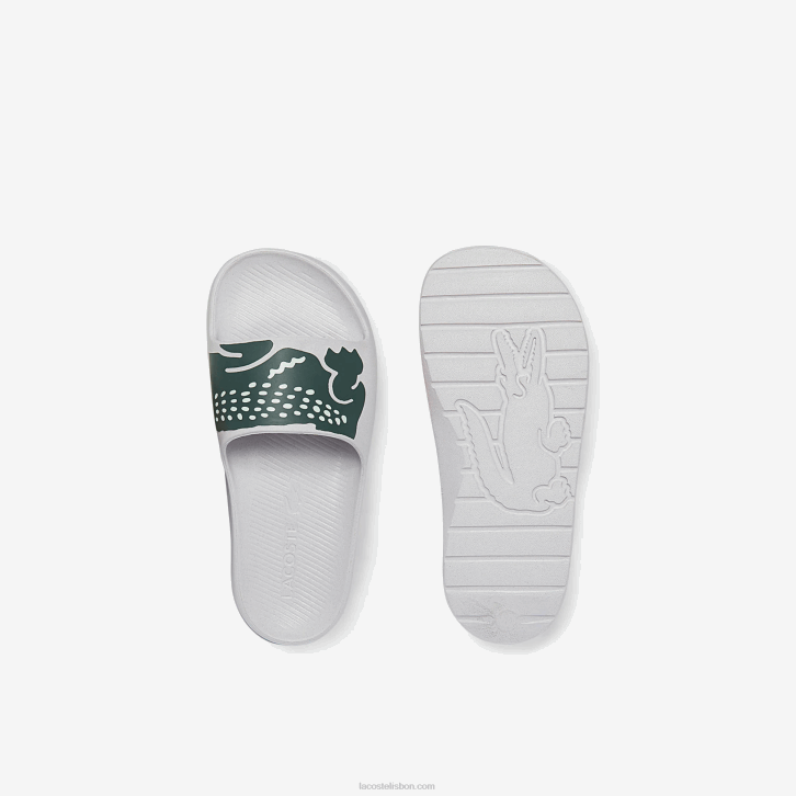 mulheres Lacoste branco e verde escuro 1r5 slides de impressão sintética croco 2.0 08D02697