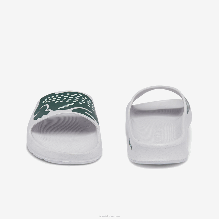 mulheres Lacoste branco e verde escuro 1r5 slides de impressão sintética croco 2.0 08D02697