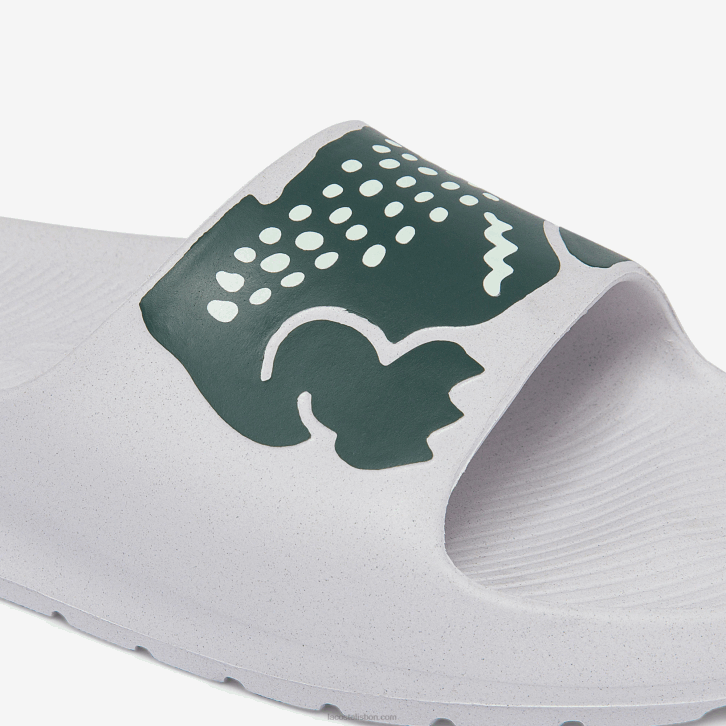 mulheres Lacoste branco e verde escuro 1r5 slides de impressão sintética croco 2.0 08D02697